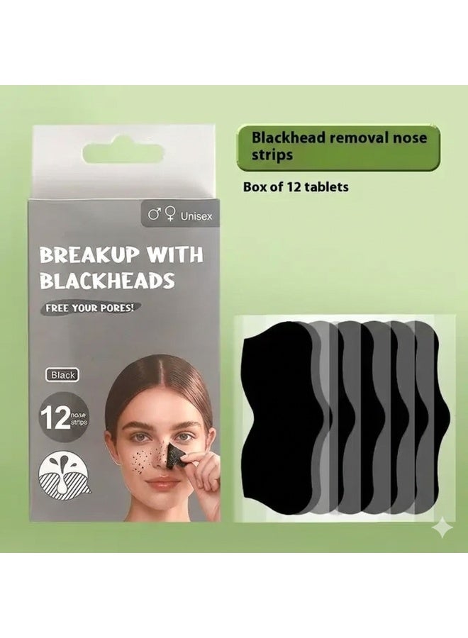 Deep cleansing nose strips for blackhead removal, multi-colored (12 pieces) - Image 1